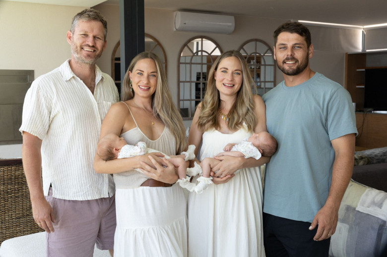 EXCLUSIVE: ‘We’re identical twins and BOTH had babies on our BIRTHDAY – we do everything together’