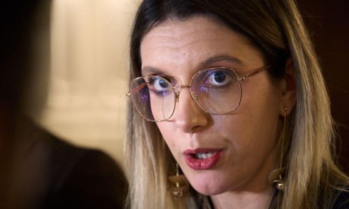 Bucharest, Romania. 30th Mar, 2026: Diana Buzoianu, Minister of Environment, Waters and Forests, holds a press conference following the rejection of the motion filed against her by the Alliance for the Union of Romanians (AUR) and SOS Romania in the Roman