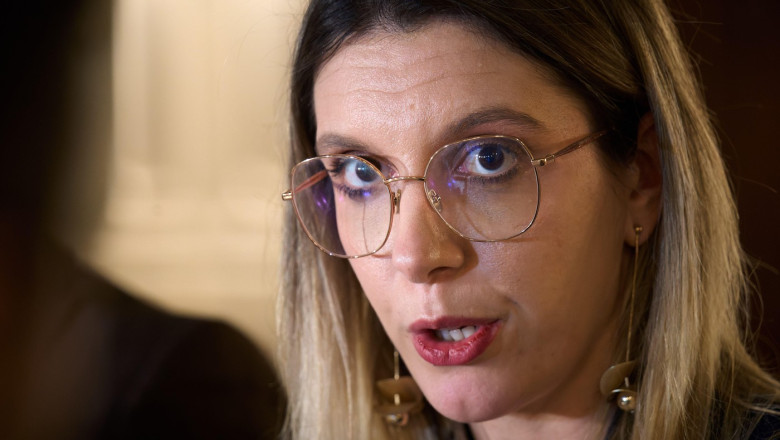 Bucharest, Romania. 30th Mar, 2026: Diana Buzoianu, Minister of Environment, Waters and Forests, holds a press conference following the rejection of the motion filed against her by the Alliance for the Union of Romanians (AUR) and SOS Romania in the Roman