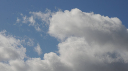 Clear sun shine weather blue sky and white clouds iover copenhagen denmark.