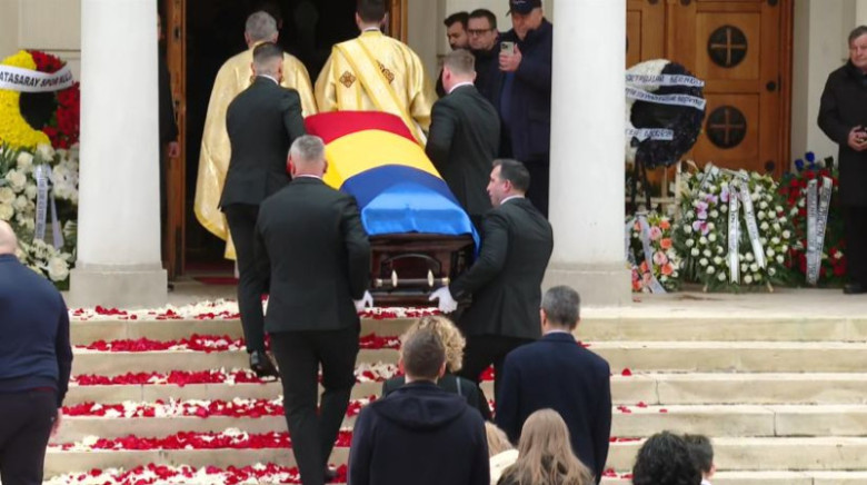 Înmormântarea lui Mircea Lucescu/ Foto: Captură Digi Sport