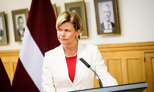 RIGA, LATVIA. 1st April 2026. Vivian Balakrishnan, Minister for Foreign Affairs of Singapore and Baiba Braze, Minister of Foreign Affairs of Latvia, during meeting.