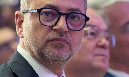 Bucharest, Romania. 12th July, 2025: Dan Motreanu, secretary general of the National Liberal Party (PNL) attends the Extraordinary Congress of the National Liberal Party. Credit: Lucian Alecu/Alamy Live News