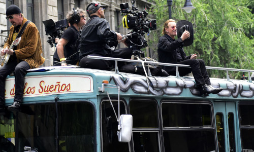 U2 takes over downtown Mexico City while filming new “Street of Dreams” video