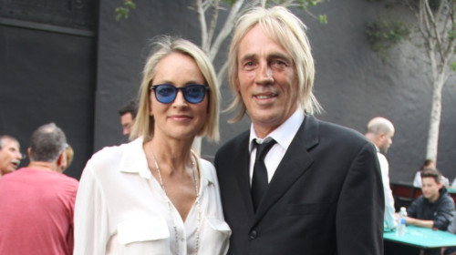 Sharon Stone and her family backstage at the Paramount Studios in Los Angeles