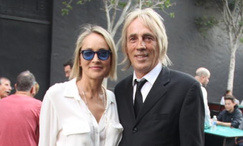 Sharon Stone and her family backstage at the Paramount Studios in Los Angeles