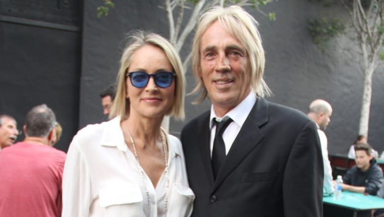 Sharon Stone and her family backstage at the Paramount Studios in Los Angeles