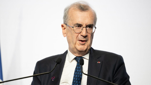 Paris, France. 19th May, 2026. Governor of the Bank of France François Villeroy de Galhau during a press conference on the sidelines of a G7 Finance Ministers and Central Bank Governors meeting to prepare the summit of heads of State and government to be