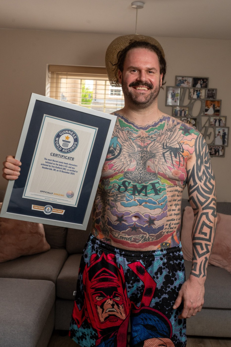 Man breaks world record for Marvel tattoos - with 63 inkings costing £18k