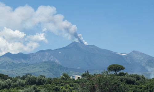 Pozzillo, Catania, Mount Etna's eruption as seen from the coast