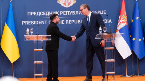 Volodimir Zelenski și Aleksandar Vucic