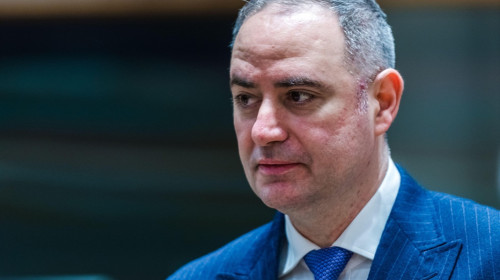BRUSSELS, BELGIUM - 17th FEBRUARY, 2026. ROMANIA's Minister for Finance, Alexandru NAZARE, attends an EU Economic and Financial Affairs Council in the Europa building, the EU Council headquarters in Brussels, Belgium. Ministers will recommend granting dis