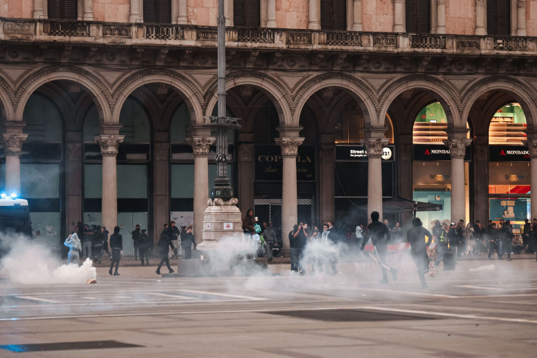 Milan: Young People Protest And Clash With Police The Day After The "Italia In Piazza" Student Demonstration Against The High Cost Of Living