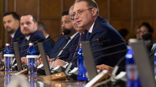 Romanian PM Luca Niculescu First Government Geeting, Bucharest, Romania - 20 Oct 2026