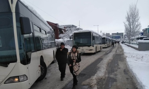 Autobuze blocate în zăpadă