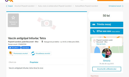 Vaccin antigripal pe OLX