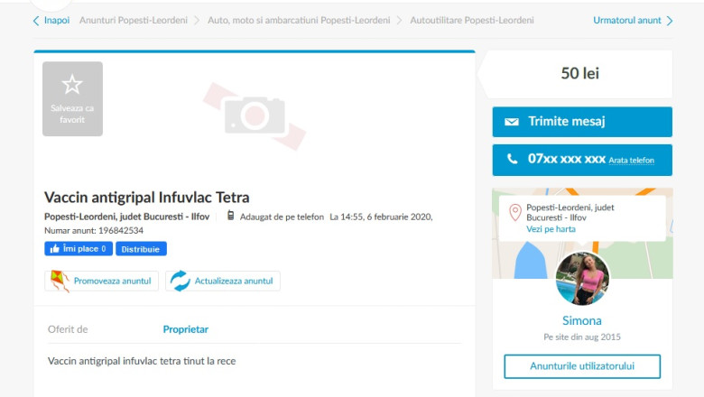 Vaccin antigripal pe OLX