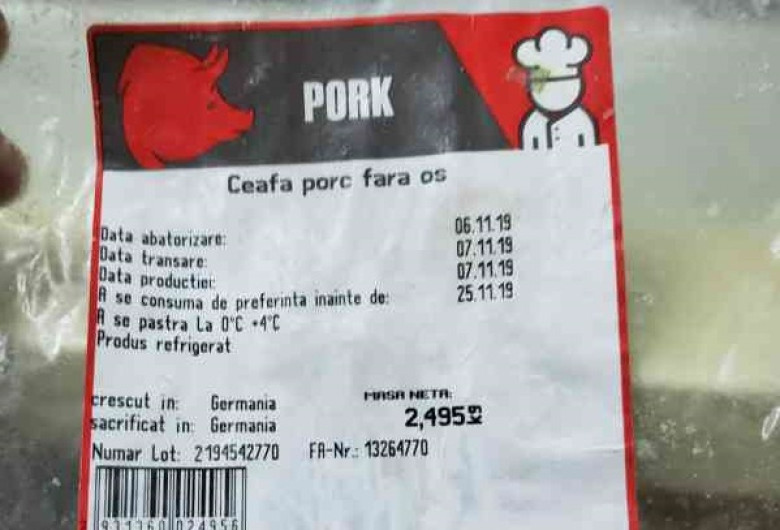 Carne de porc expirată