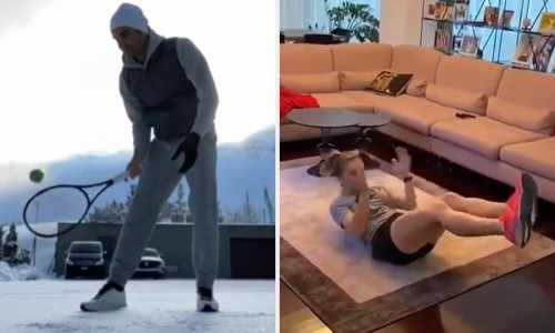 Halep și Federer, exerciții fizice în izolare