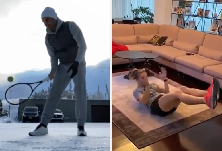 Halep și Federer, exerciții fizice în izolare