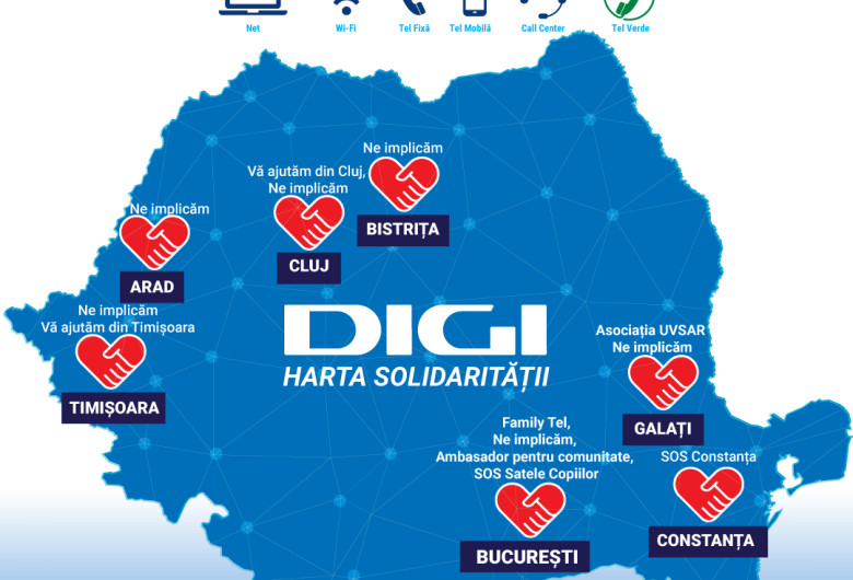 Harta solidarității Digi Tel Family Tel