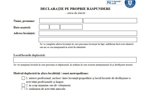 Declarație pentru starea de alertă