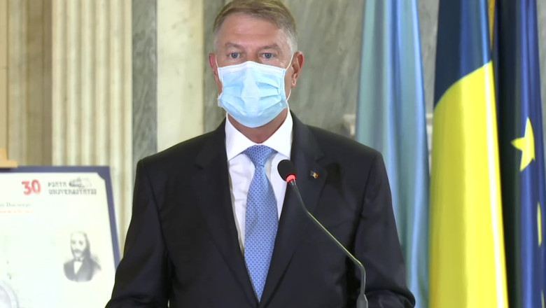 Klaus Iohannis, cu mască de protecție