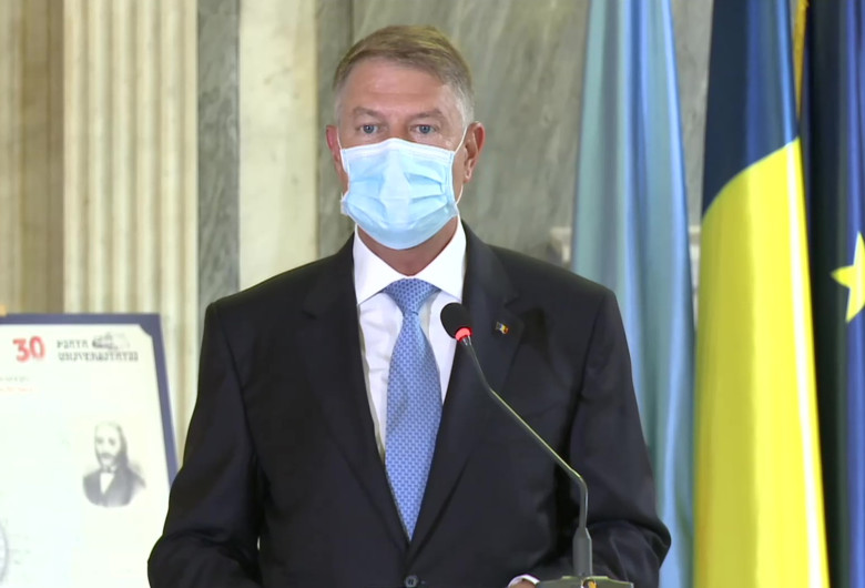 Klaus Iohannis, cu mască de protecție