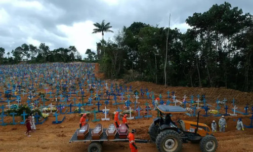 Cimitir în Brazilia cu morți de COVID-19