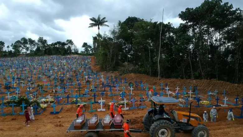 Cimitir în Brazilia cu morți de COVID-19
