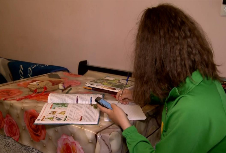 Teleșcoală, elevă care învață acasă, educație, elevi, învățământ acasă