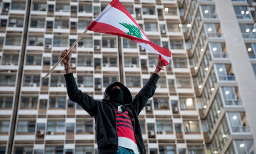 Protestatar din Liban, în Beirut, după explozie