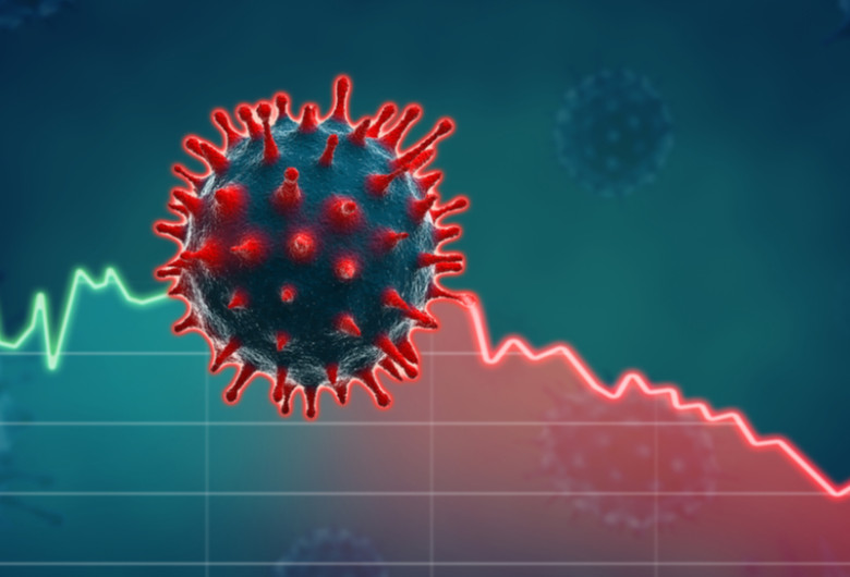 Grafic cu coronavirus, COVID-19, SARS-CoV-2