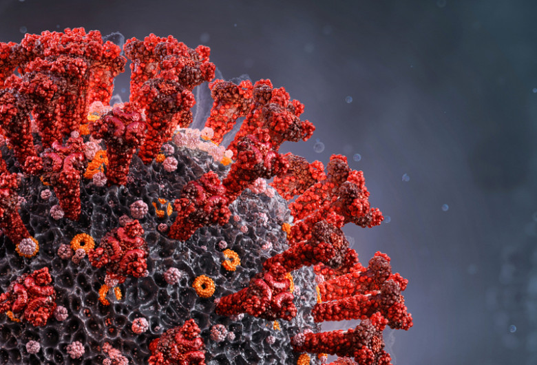 COVID-19, coronavirus, SARS-CoV-2 cu roșu