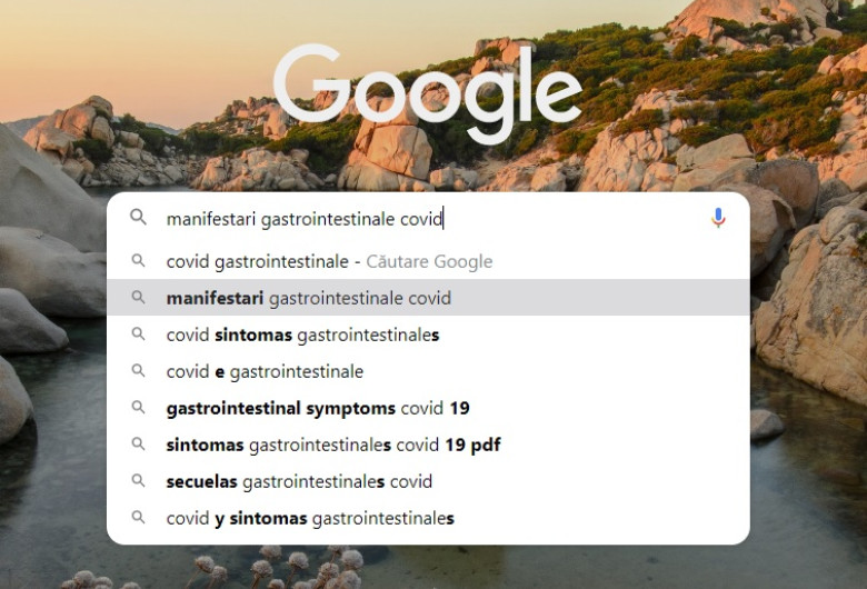 Căutări Google cu coronavirus, COVID-19, gastro-intestinale
