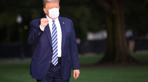 President Trump Arrives Back At White House After Stay At Walter Reed Medical Center For Covid