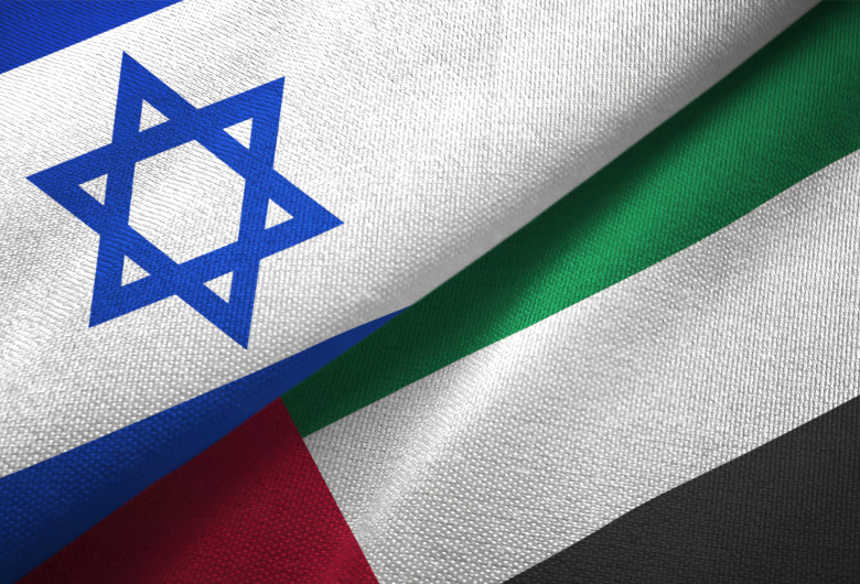 Ilustrație steaguri Israel și Emiratele Arabe Unite