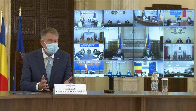 Klaus Iohannis la videoconferința cu prefecții