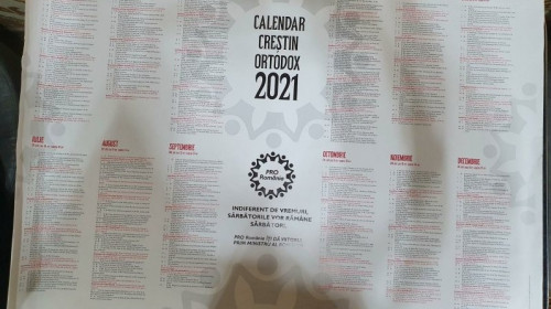 Calendar ortodox pe 2021 cu Pro România