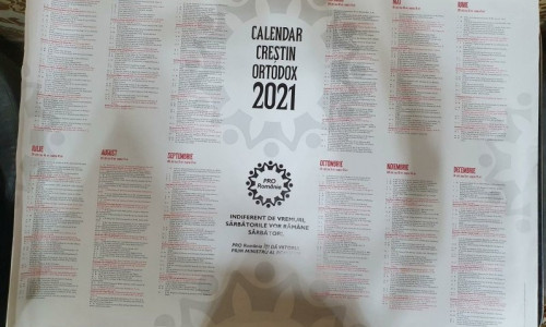 Calendar ortodox pe 2021 cu Pro România