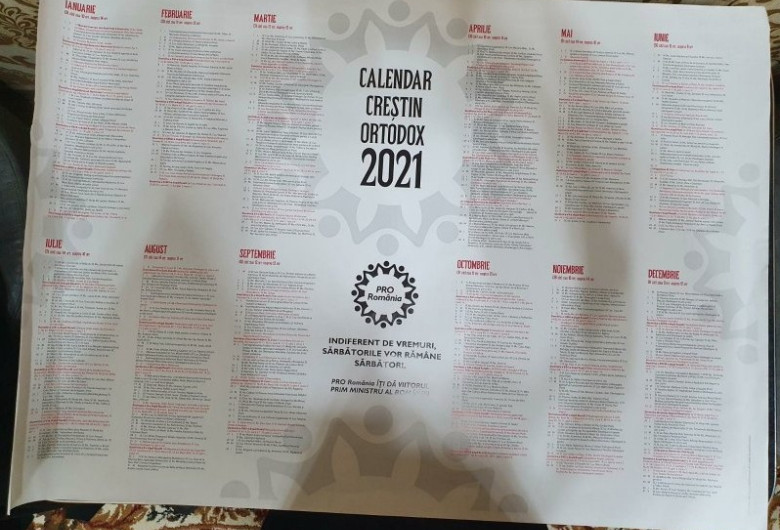 Calendar ortodox pe 2021 cu Pro România