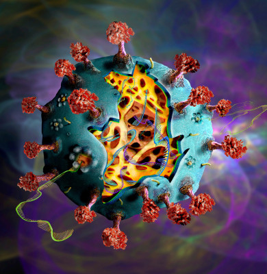 Covid-19 coronavirus particle, illustration