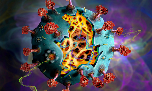 Covid-19 coronavirus particle, illustration