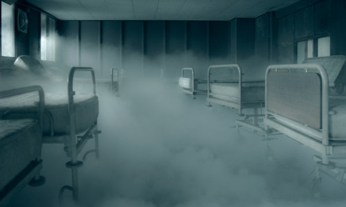 Fum în salon de spital cu paturi ATI, incendiu în unități sanitare, risc de foc