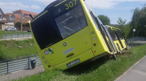 Autobuz derapat în Sibiu