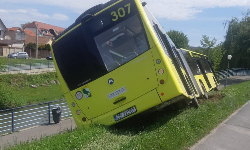 Autobuz derapat în Sibiu