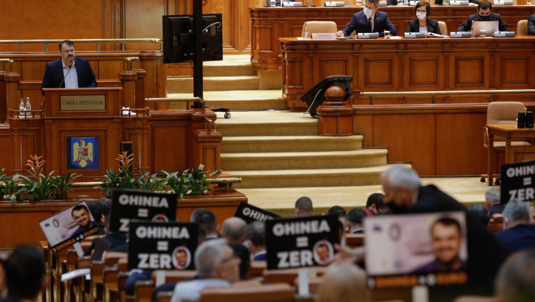 Cristian Ghinea cu protest PSD la moțiunea simplă