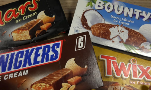 Înghețată Mars, Snickers, Bounty și Twix