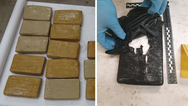 Cocaină, droguri, stupefiante găsite într-un depozit din Chiajna