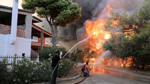 Forest fire in Varibobi, Athens, Greece - 03 Aug 2021